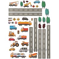 alles-meine.de GmbH 44 TLG. Set _ Wandtattoo Sticker _  Straße mit Fahrzeuge & Auto  zum Spielen & als Deko Wandsticker Aufkleber für Kinderzimmer selbstklebend + wie..