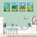 ChicResult 4er Set Dinosaurier Bilder für Kinderzimmer Jungen oder Mädchen Wanddeko Wandbilder Kinderposter Dino Poster DIN A3 ohne Bilderrahmen gerollt verschickt