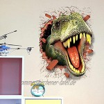 CreateHome® Wandtattoo Dinosaurier 3D für Kinderzimmer Jugendzimmer Jurassic Park T-Rex Saurier Aufkleber Wandbild 50 x 70 cm B x H