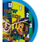damaloo Paw Patrol Uhr Wand Kinderzimmer Paw Patrol Wanduhr mit Ziffernblatt zum Lernen Kinder Uhr für Jungen und Mädchen Kinderuhr als Lernuhr mit Paw Patrol Figuren Motiv Wall Clock
