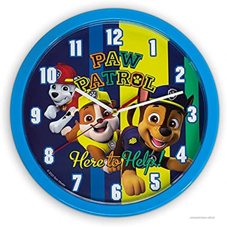 damaloo Paw Patrol Uhr Wand Kinderzimmer Paw Patrol Wanduhr mit Ziffernblatt zum Lernen Kinder Uhr für Jungen und Mädchen Kinderuhr als Lernuhr mit Paw Patrol Figuren Motiv Wall Clock