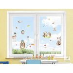 dekodino® Fenstersticker Kinderzimmer Aquarell Waldtiere auf der Wiese Set