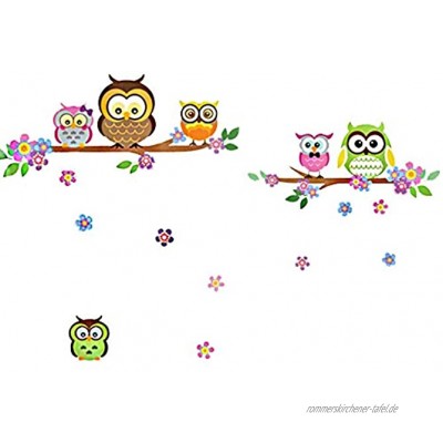 denoda® Eulen Äste und Blumen Wandsticker Owl Wanddekoration Wohndeko Kinderzimmer Baby-Zimmer Jugendzimmer Wohnzimmer niedlich süß