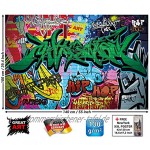 GREAT ART® XXL Poster Kinderzimmer – Graffiti – Wand Dekoration bunte Zeichen Schriftzüge Pop Art Mauer Street Style Writing Hip Hop Wallpaper Street Art Wandposter Fotoposter 140 x 100 cm