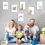 JAHEMU Bilder Kinderzimmer Babyzimmer Waldtiere Deko Grau Poster Set Tiere Premium Poster für Kinder Junge Mädchen 6 Stücke