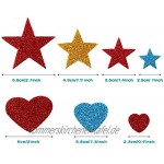 KANOSON Glitter Schaumstoff Aufkleber 150 Stück Farben Selbstklebend Stern und Herz Sticker,Schaumstoff Sticker Set für Kinder Wand Dekoration Basteln Fertigkeit Dekorativ