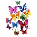 Künstliche 3D Schmetterlinge mit Doppelten Flügeln Hochzeits Party Heim Dekoration Handwerk Metterling Wandaufkleber 12 Stück Mehrfarbig