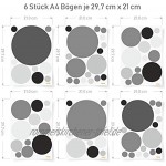 malango® 78 Wandsticker in vielen verschiedenen Farbkombinationen Punkte Kinderzimmer Wandtattoo Kreise Set selbstklebend Kids schwarz-grau-hellgrau