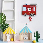 Martin Kench Kinder Wanduhren 3D Motiv Wand-Deko Cartoon Wohnzimmer stille Uhr Dekoriertes Kinderzimmer Wohnzimmer Feuerwehrauto