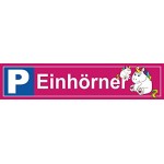 MK-Schönes Einhörner-Parkplatz Park-Platzschild Deko Kinder-Zimmer – Kunststoff-Schild – 52x11cm | Klebepads