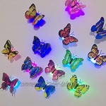 Packung mit 24 Stück 3D Bunt Schmetterling Wanddeko Licht Flash LED Deko Beleuchtung Nachtlicht Glasfaser-Schmetterling für Kinderzimmer Schlafzimmer Wanddekoration