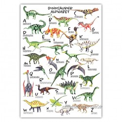 Pandawal Kinderzimmer Bilder für Junge und Mädchen Dinosaurier Poster Dino Alphabet ABC Deko Wasserfarben Lernposter für Kinder 50 x 70 cm Wandbild M5