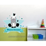 Samunshi® Zebra Wandtattoo Türschild mit Name personalisierbar Kinderzimmer Türaufkleber Baby Wandaufkleber in 9 Größen 25x22cm Mehrfarbig