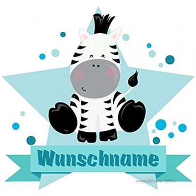 Samunshi® Zebra Wandtattoo Türschild mit Name personalisierbar Kinderzimmer Türaufkleber Baby Wandaufkleber in 9 Größen 25x22cm Mehrfarbig