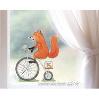 TinyFoxes Fensterbild Fuchs fährt Rad Deko für das Kinderzimmer