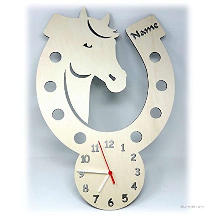 Wand Uhr Pferd Pferde Sachen mit Name Deko Zubehör Geschenk für Mädchen Kinderzimmer Einschulung