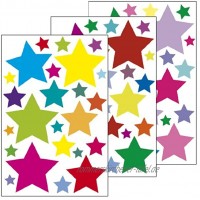 Wandsticker"Sterne 1" 72 Aufkleber auf 3 Bögen DIN A4 Wandtattoo Deko Wandkleber Aufkleber für Kinderzimmer Wohnzimmer Schlafzimmer Baybzimmer Badezimmer oder als Geschenk