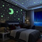 Yosemy Wandsticker Leuchtaufkleber 200 Sticker Sterne und Mond Fluoreszierend Wandaufkleber Leuchtstoff Aufkleber Für Kinderzimmer Zimmer Home Dekorative Aufkleber