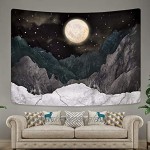 Bateruni Mond und Gebirge Wandteppich Natürliche Landschaft zu Hause genießen Tapisserie Hochwertige Beruhigend Wanddeko Wandtuch Inneneinrichtung 235x180 cm