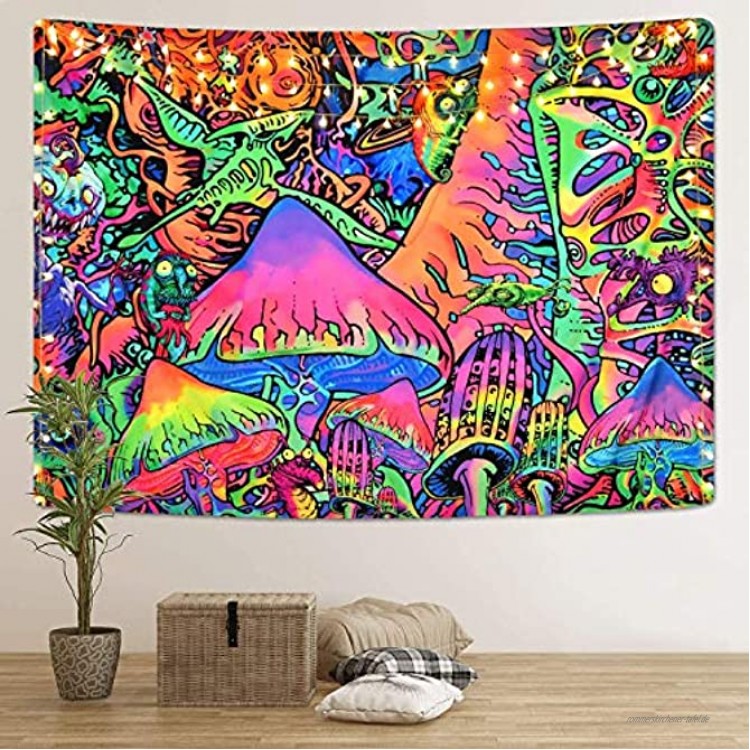 Hleane Psychedelische Wandteppiche Pilztapisserie Abstrakte Kunst Wandbehang Hippie Wandtuch Home Decor Tapisserie für Schlafzimmer Bunte 130x150cm