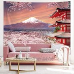 Japanische Wandbehang Wandteppich Asiatische Fuji Berg Tapisserie Japan Pagode Wanddekoration mit Kirschblüten Kunst Natur für Wohnzimmer Schlafzimmer Wanddekoration 59,1 x 51,2 Zoll