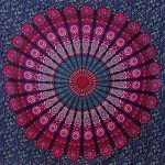 momomus Mandala Wandteppich Großes Mandala Strandtuch Pareo Tuch groß 100% Baumwolle Indian Hippie Boho Bohemian Lila 210x230 cm
