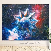 SUCHDECO Galaxis Wandteppich Sternenhimmel Blau und Rot Tapisserie Schwarz Psychedelisch Tapisserie Astrologie Universum Wandbehang für Schlafzimmer 150x130CM