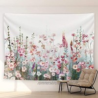 SUMGAR Wandteppich Wandbehang rosa bunt romantisch floral Wildblumen-Landschaft Wandteppich modern modisch Blütenblüte Pflanzen Bettwäsche Wandteppich Dekoration für Wohnzimmer Schlafzimmer 150x200cm