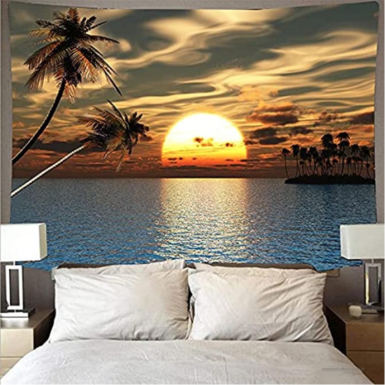 Tapisserie Meer Sonnenuntergang Tapisserie Strand Hintergrund Tuch Hängendes Tuch Tapisserie Zimmerdekoration Tapisserie-A 230×180cm