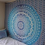 Wandteppich Mandala Hippie Wandtuch Blau 213X137 cm Omber Dekorativer Twin Böhmischer Boho Wandbehang Tapisserie Goa Wandtuch Tapestry für Wohnzimmer Dekor Schlafzimmer wandteppiche
