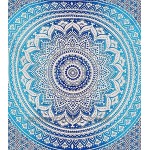 Wandteppich Mandala Hippie Wandtuch Blau 213X137 cm Omber Dekorativer Twin Böhmischer Boho Wandbehang Tapisserie Goa Wandtuch Tapestry für Wohnzimmer Dekor Schlafzimmer wandteppiche