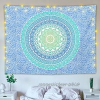 Wandteppich Mandala,Wandtuch Mandala,Wandbehang Indisch Grün,Tapestry Boho Wall Hanging für Draußen Wohnzimmer Schlafzimmer