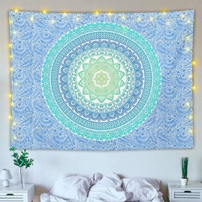 Wandteppich Mandala,Wandtuch Mandala,Wandbehang Indisch Grün,Tapestry Boho Wall Hanging für Draußen Wohnzimmer Schlafzimmer