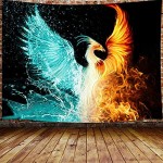 Wandteppich Psychedelic Trippy Ice Fire Phoenix Wandteppich Wandbehang Wandteppiche Aus Polyesterfaser,Art Decor Print Stoff Für Schlafzimmer Ästhetische Wanddekoration,60 x 52 150×130 cm