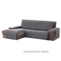 Textil-home Adele Chaise Longue Sofa Bezug Schutz für Linke Arm Gesteppte Sofas. Größe -240cm. Farbe Grau Vorderansicht