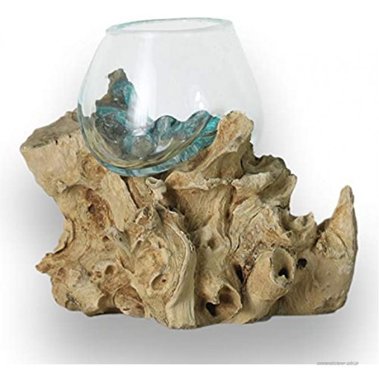 ART-CRAFT Handgemachte Glas Vase Blumenvase Tischvase Dekovase auf einem Wurzelholz geformt. Dies ist EIN Beispielfoto