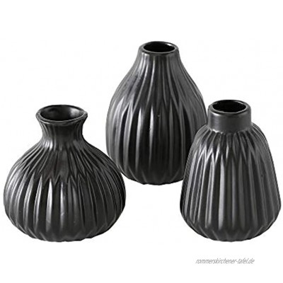Boltze 3 x Vase Esko schwarz Höhe 12 cm