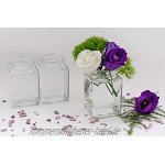 casavetro 6 x kleine Mini Vasen Set eckig-285 ml Glas klar Deko Blumen-Vase Hochzeit 6 x 285 ml Schleife-Weiss