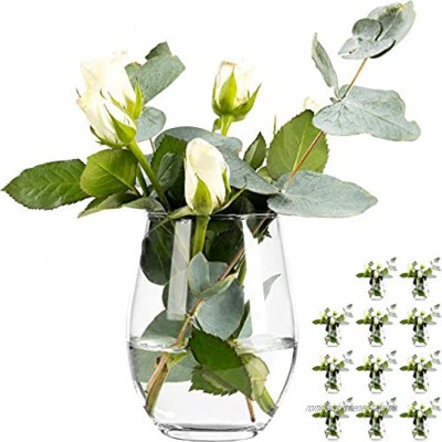 GIESSLE 12 Stück Elegante Vase Vasen Set Blumenvase aus Glas Tischvase Glasvase Dekovase Deko Väschen