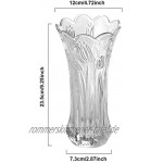 Glas Vase Gross Kristallvase Blumenvase Modern Vasen Deko Tischdekoration für Wohnzimmer Wohnkultur Garten Hochzeitsdekoration 24cm hoch Tulpenmuster