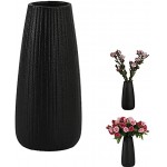 Haucy 5er Blumenvasen Schwarz aus Keramik Vasen für pampasgras Schwarz Vase für Wohnzimmer Tisch Zuhause Büro Deko- 1 STK 22,5x5,8 cm