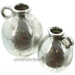 Henkel-Vase „Silber“ 2er Set 13 & 16 cm klein aus Porzellan Deko-Tischvase Retro Kugelvase Blumenvase