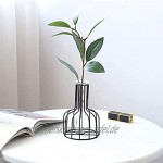 IHONYI Vase aus Eisen,Schwarzer Blumenvase Reagenzglasvase Für Hydroponikanlage,Klein Modern als Tischdeko Deko Dekoration Geschenk Gestell Natur Tischvase