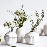 Kähler Designer Miniatur Vasen im 3er Set aus Porzellan in Weiß