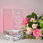 polar-effekt Blumenvase mit Gravur Vase Personalisiert mit Name Glasvase als Muttertagsgeschenk Geschenkideen für Frauen Motiv verzierte Blumenranke