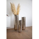 samui | Art Deko Vase Phoenix Silber Moderne handgefertigte Designer Bodenvase optimal für Pampasgras aus Metall Dekovase Wohnzimmer