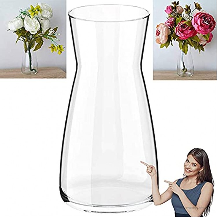 SILK ATELIER Handgefertigte Blumenvase aus klarem Glas zylindrisch 20 cm hoch