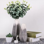 TERESA'S COLLECTIONS Keramik Blumenvasen 2er Set grau geometrische dekorative Vase für Wohnzimmer Küche Tisch Zuhause Büro Hochzeit als Geschenk 28 22cm