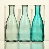Unbekannt Sandra Rich. Glas VASE Bottle groß. 3 kleine Flaschen ca 18,5 x 6,5 cm. Türkis BLAU. 1165-18-87