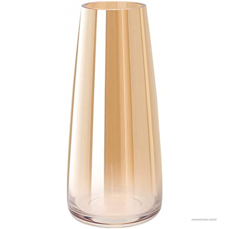 Vase aus Glas Hoch Klarglas Konische Vasen Blumenvase Dekorative mit Massivem Eisboden Ins Style Vase behälter für Home Office Dekor 10x6.5x22cm Glasiertes Gold